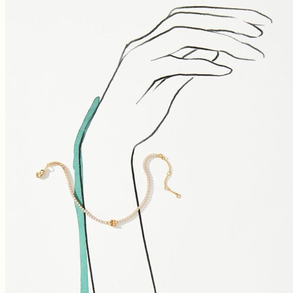 Anthropologie Pave Monogram Bracelet “g” with Gold with Crystals - Picture 3 of 5